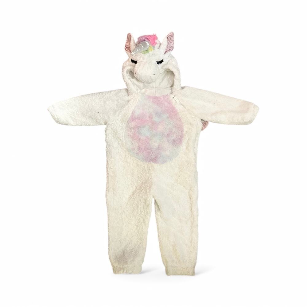 Youth Girls Fuzzy Unicorn Costume 1-Piece 3-4 Years